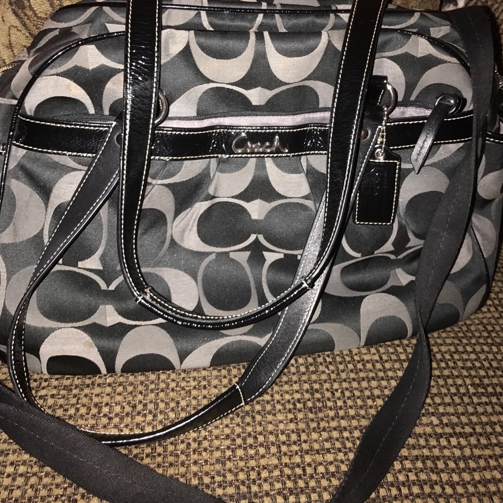Black Coach diaper bag